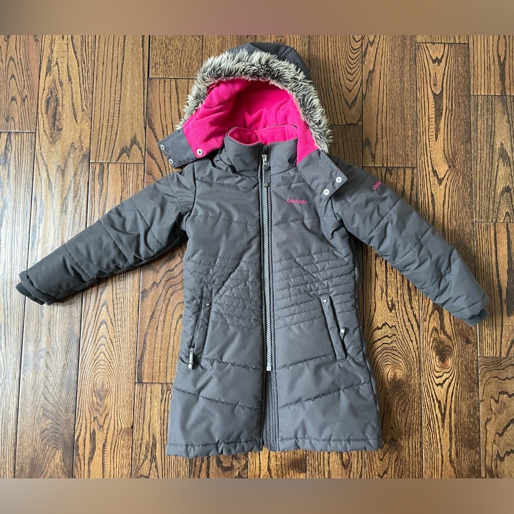 Oshkosh Gray Hooded Coat with Pink Lining